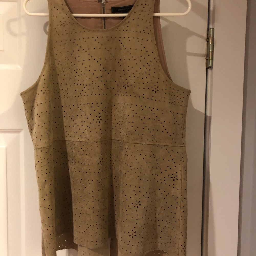 BCBG Suede Cut Out Top
